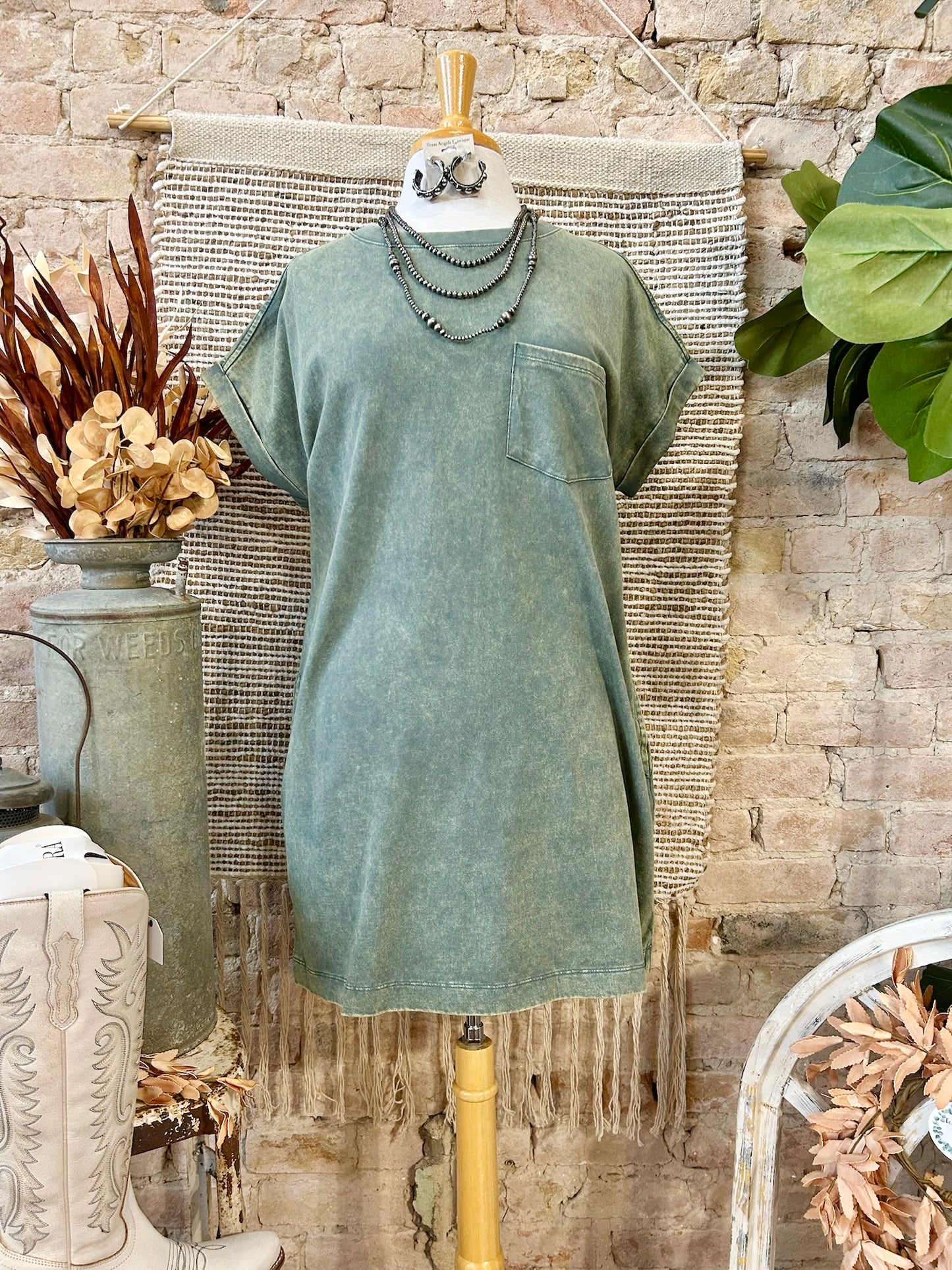 Just Wondering When Jade Mineral Wash Dress