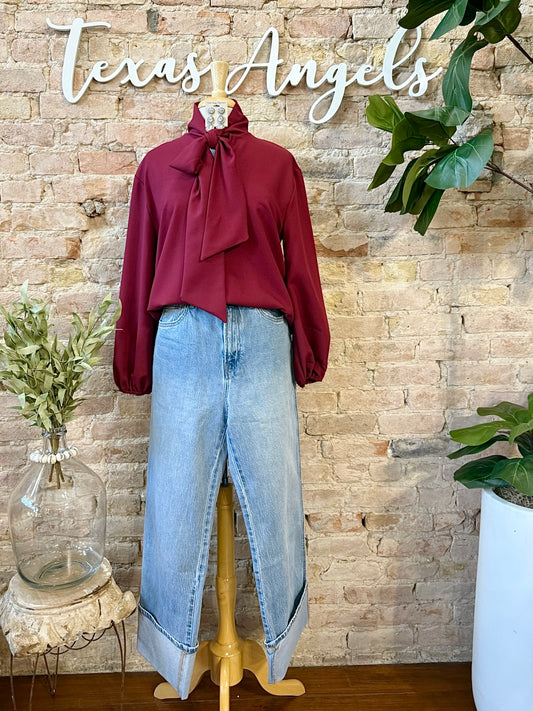 50% Off - Come On Baby Burgundy Blouse