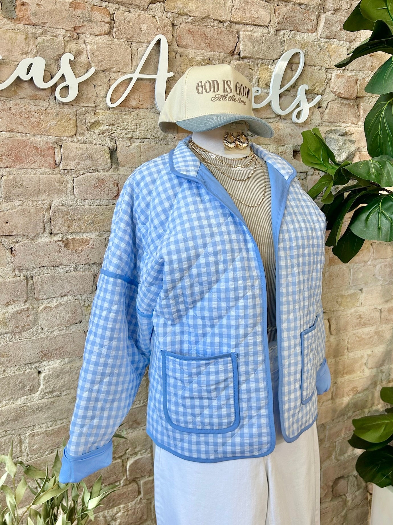 Don’t Question It Blue Plaid Quilted Jacket