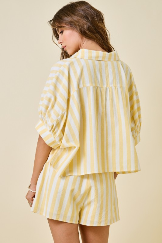 Walking On Sunshine Yellow Striped Shorts