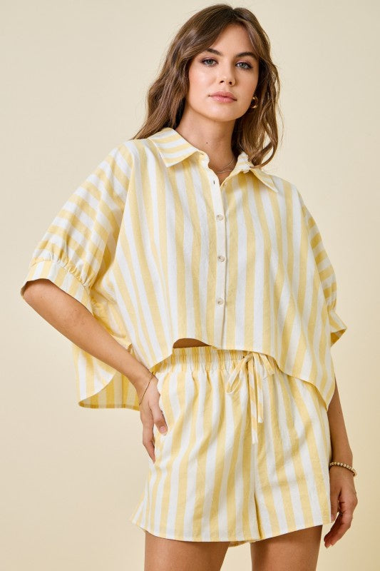 Walking On Sunshine Yellow Striped Shorts