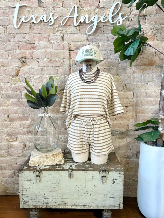 Stayin' In Denim Blue Striped Lounge Set