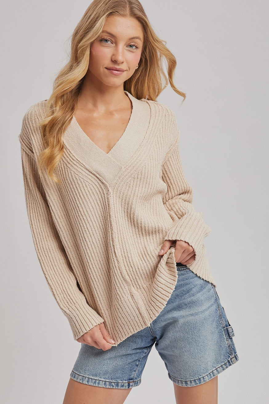 Tie The Knot Oatmeal Knit Sweater