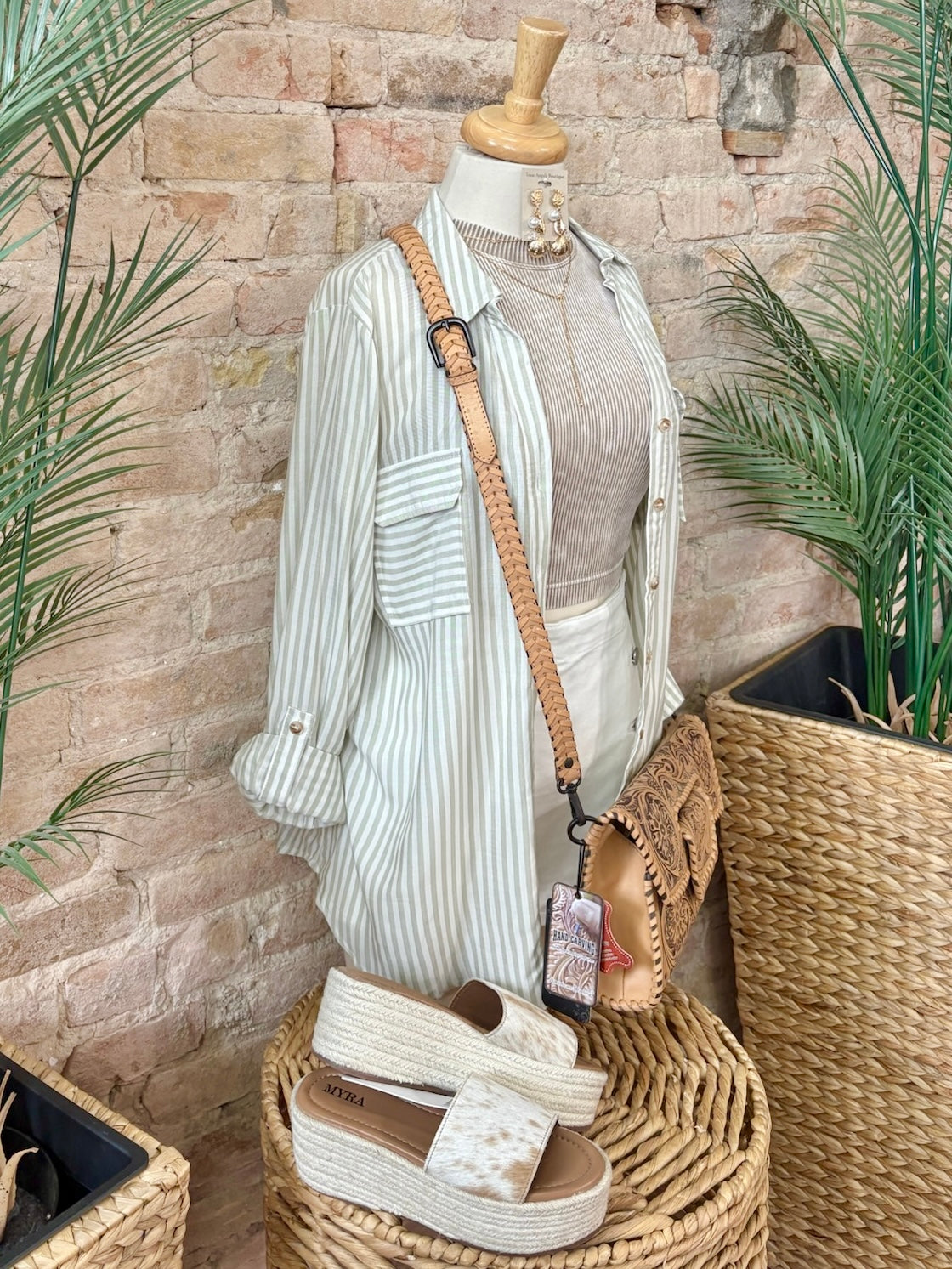 Chasin’ Sunshine Sage Striped Shirt