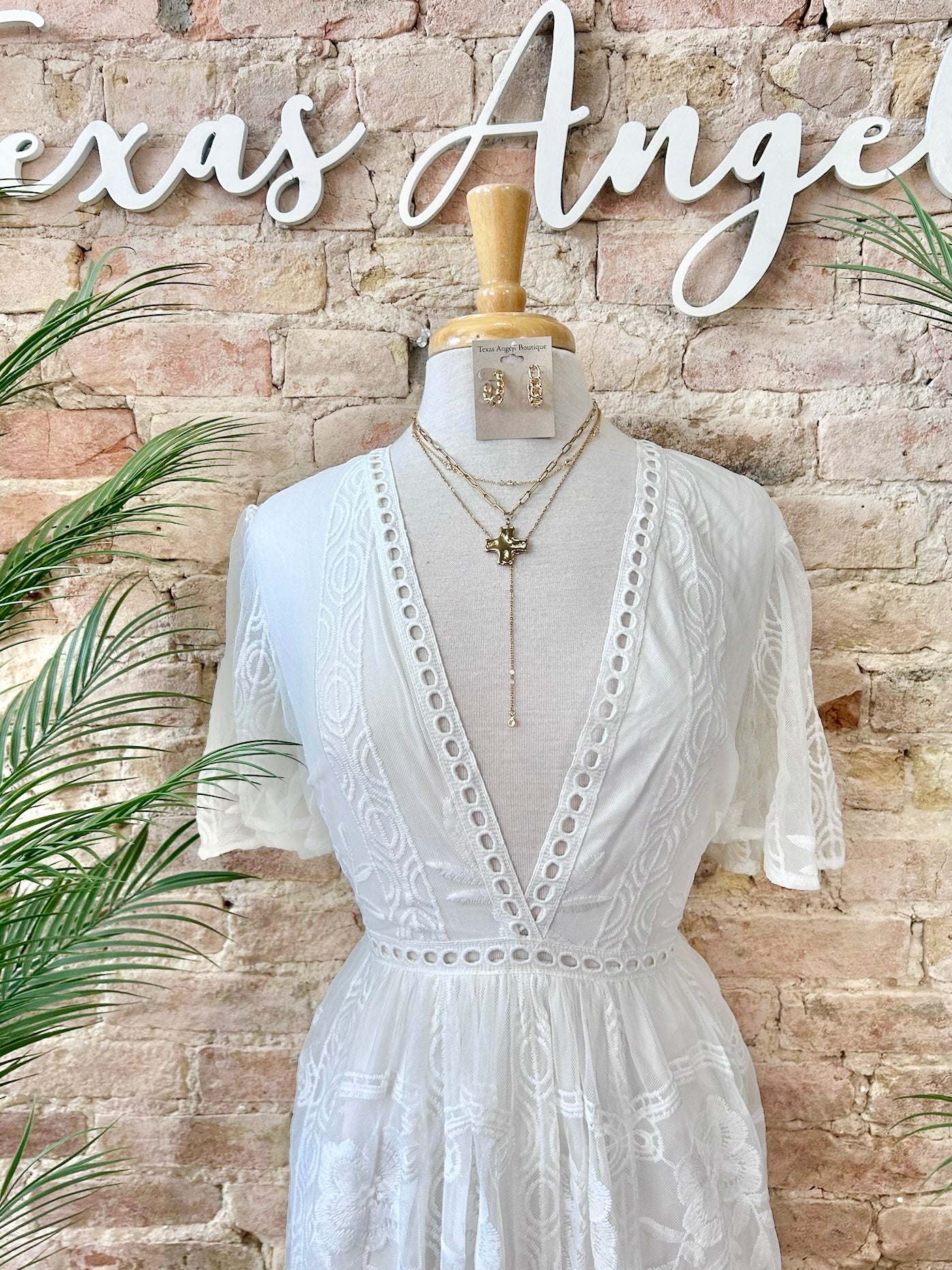 Mexico Bound White Lace Maxi Dress