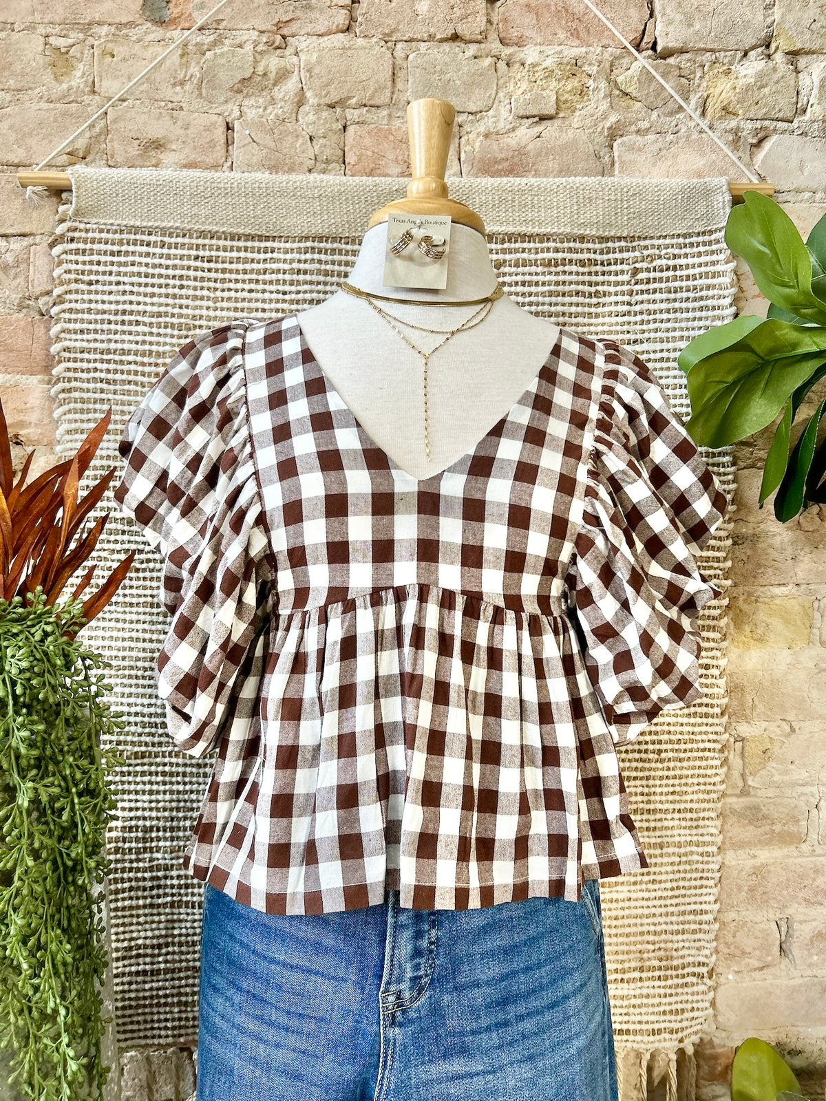 Bringing Back Memories Brown Gingham Blouse