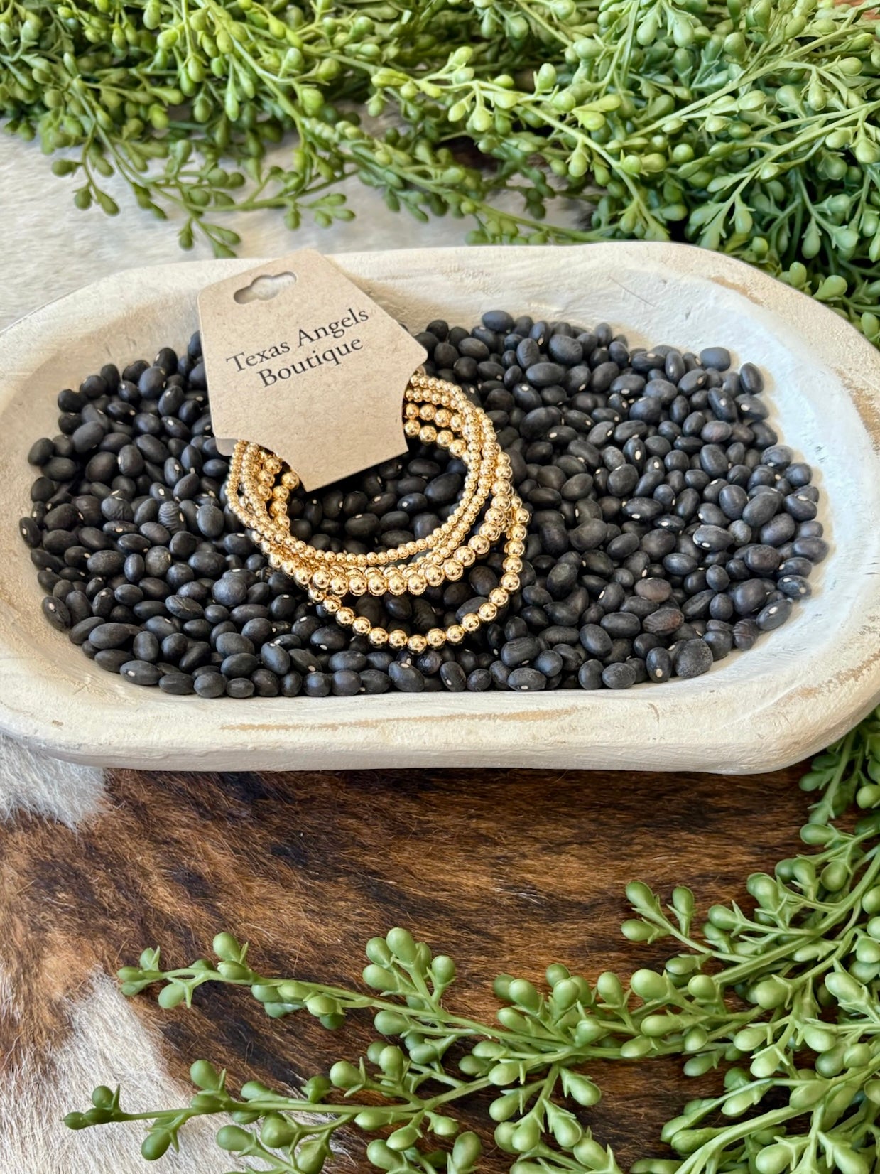 Gold Beaded Stretchy Bracelet Set 
