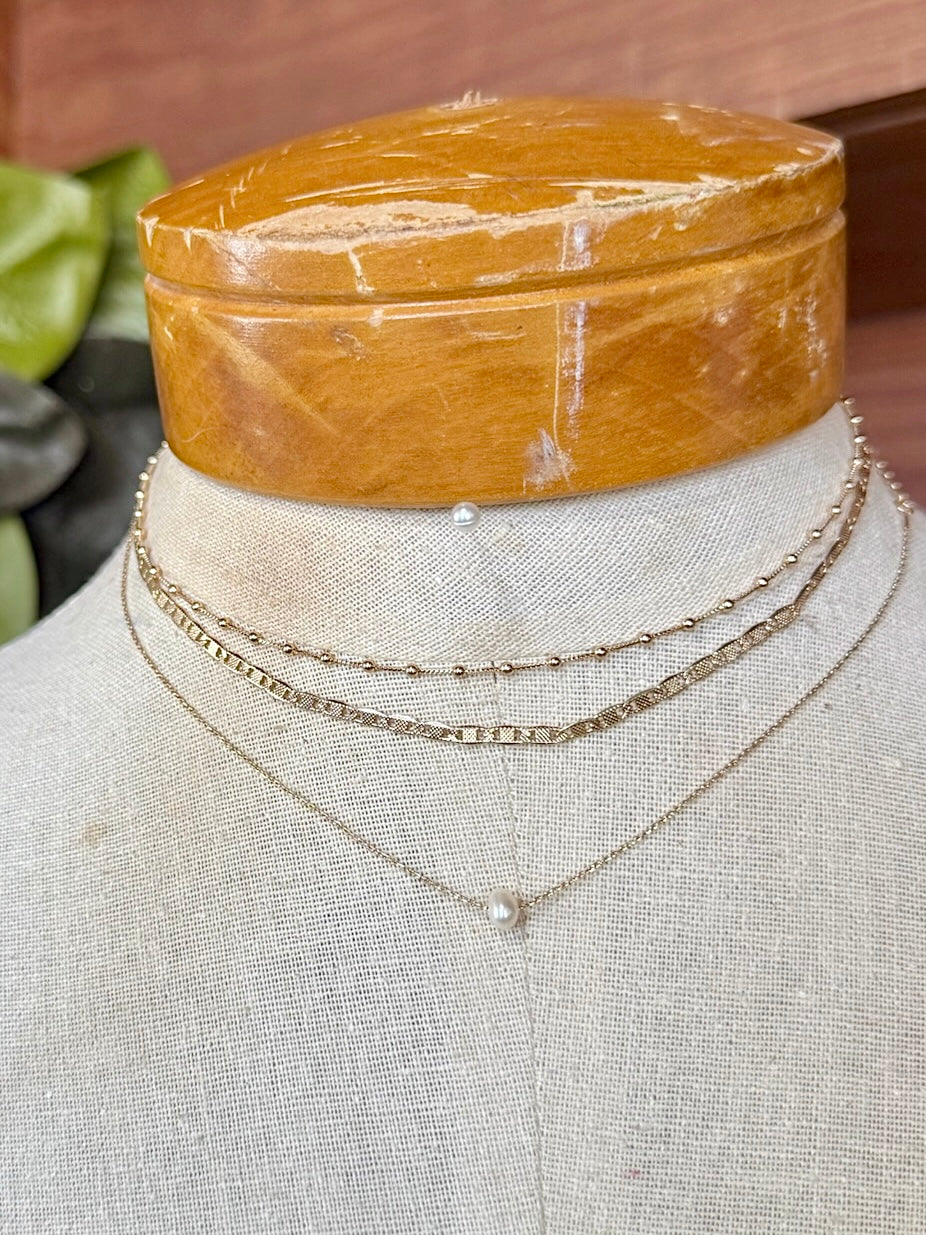 Dainty Gold Pearl Layered Necklace