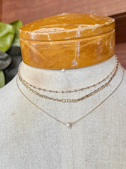 Dainty Gold Pearl Layered Necklace