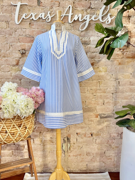 Dress In Your Sunday Best Blue Striped Dress