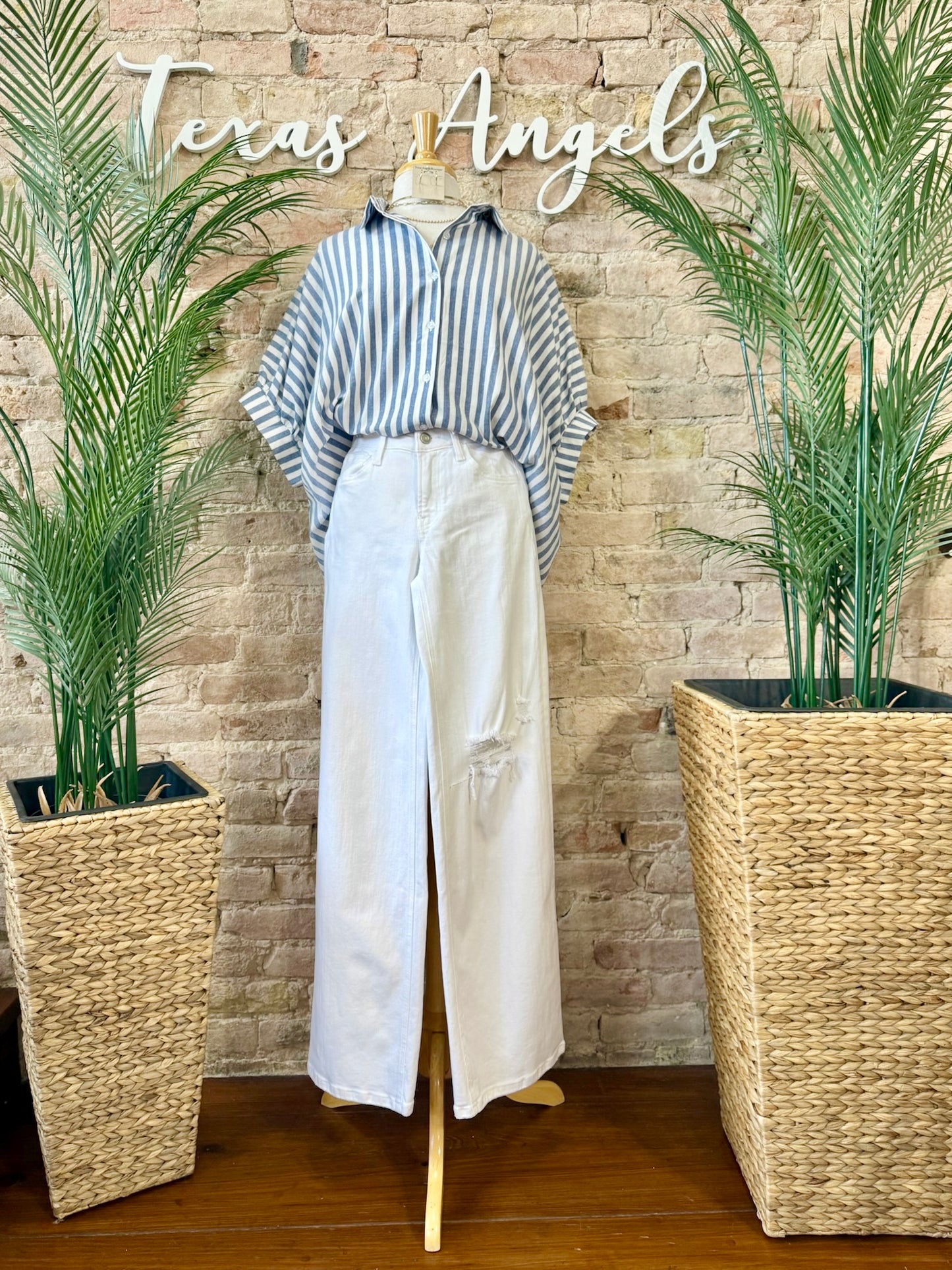Sandy Shores Navy Striped Blouse