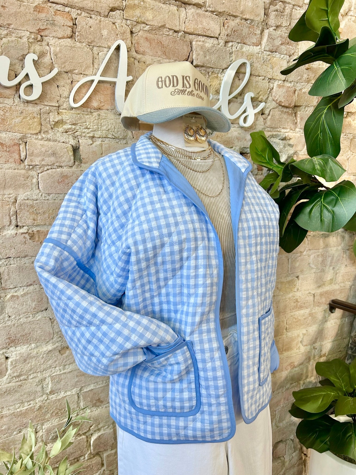 Don’t Question It Blue Plaid Quilted Jacket