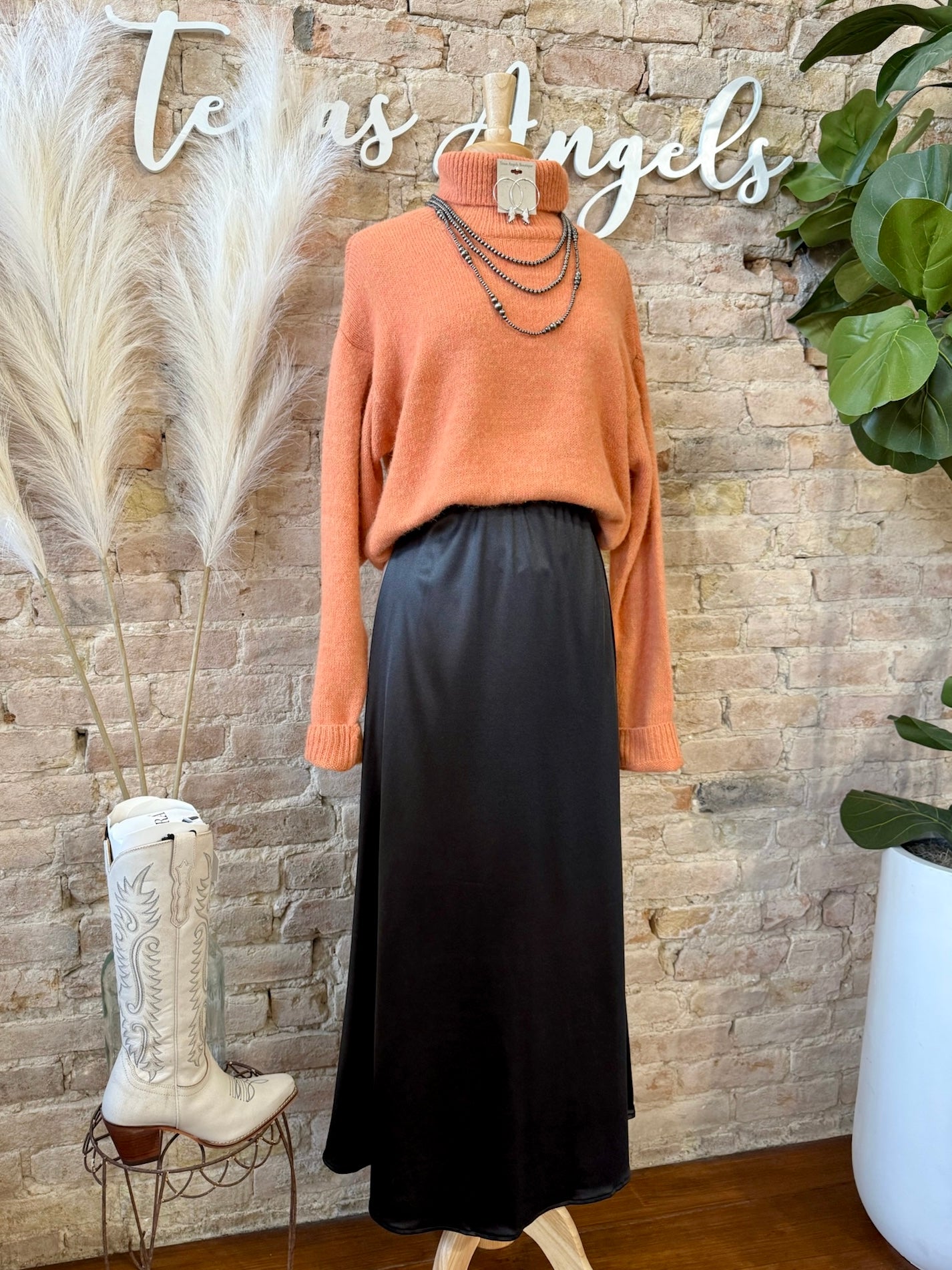 Saturday Night Black Satin Skirt