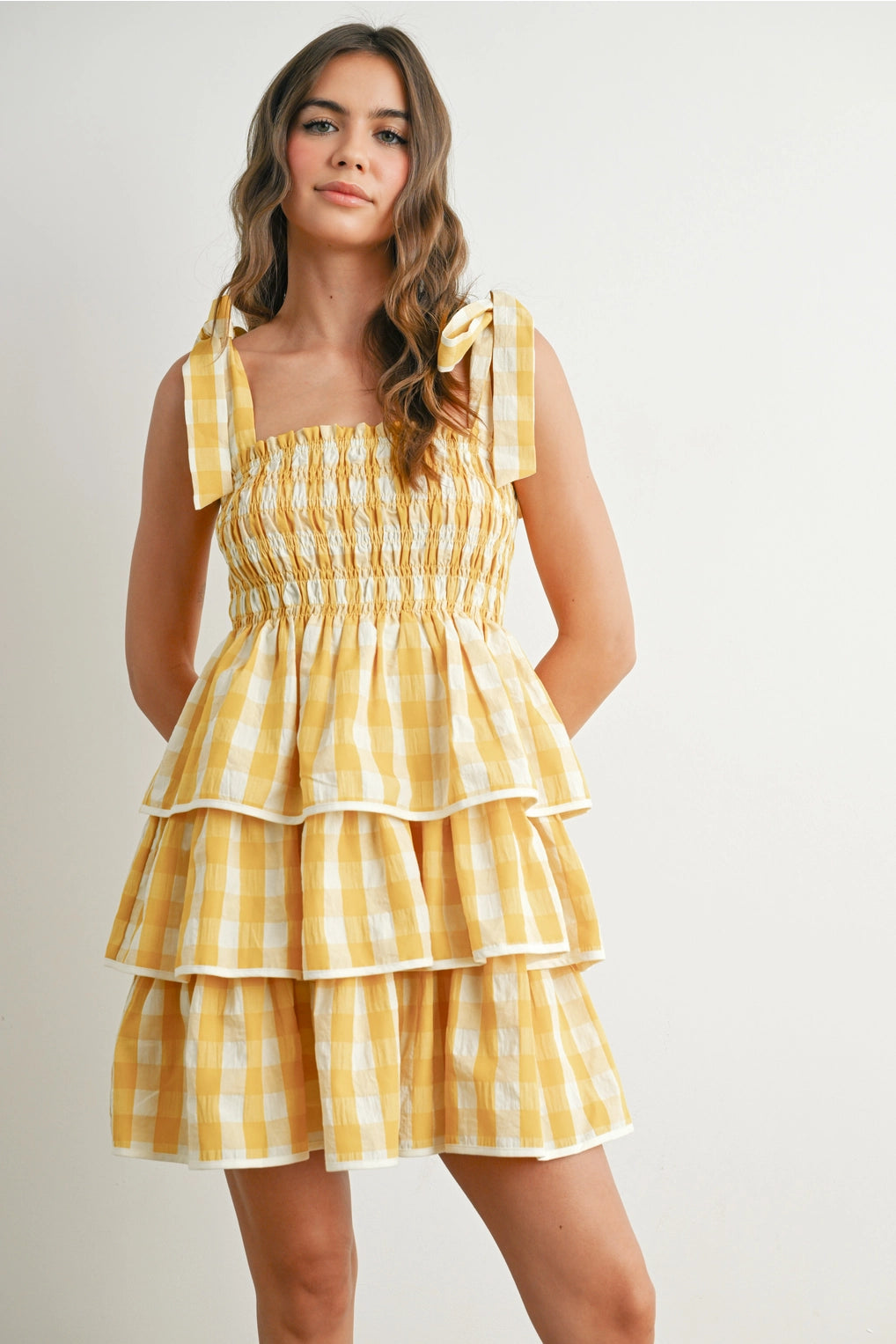 Let's Plan A Picnic Yellow Plaid Dress – Texas Angels