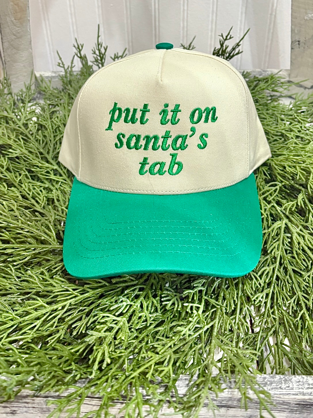 Put It On Santa's Tab Green Trucker Hat