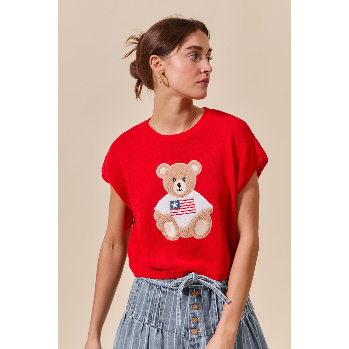 American Sweetheart Teddy Bear Knit Top