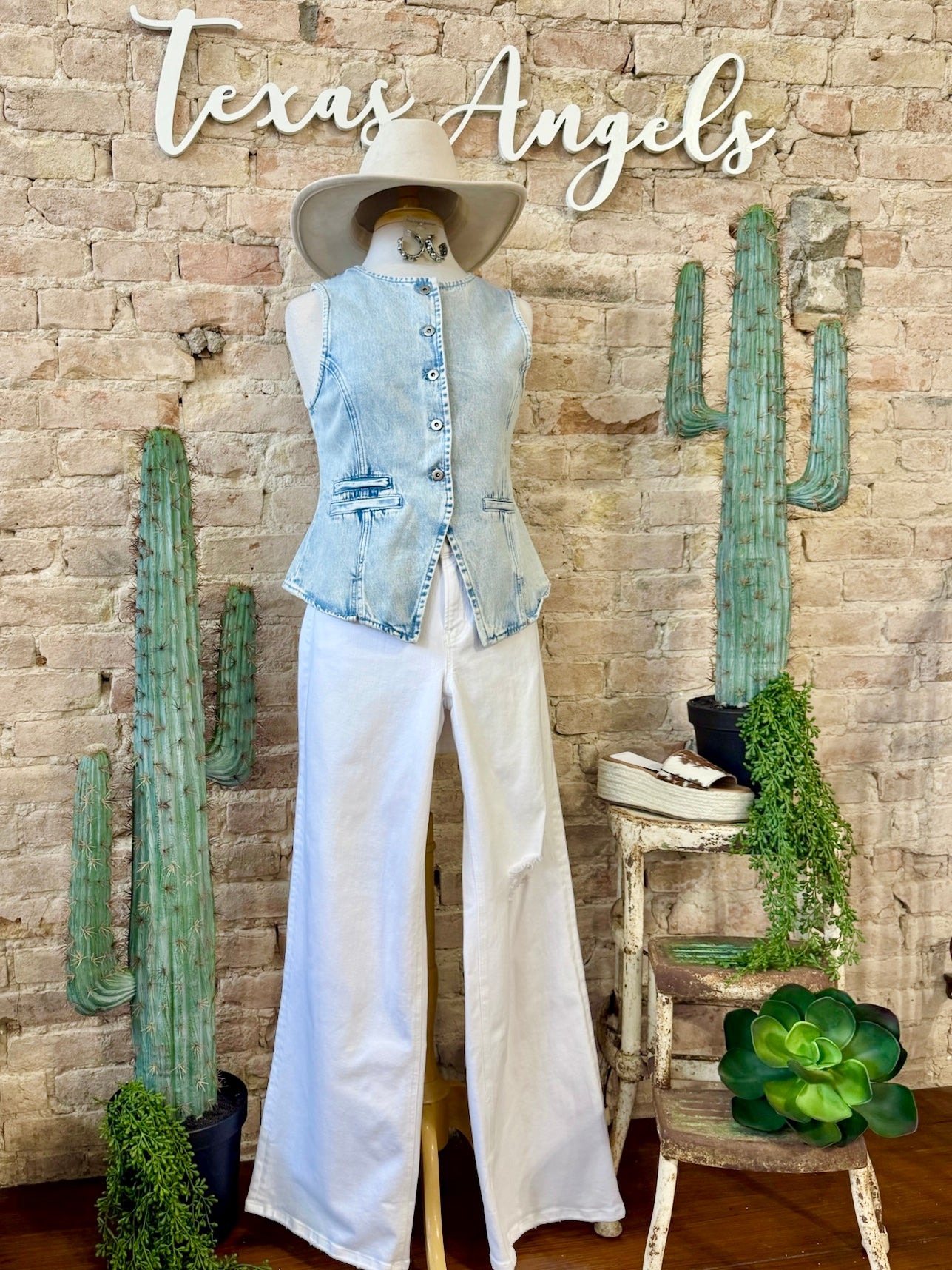 Don't Tempt Me Light Wash Denim Top