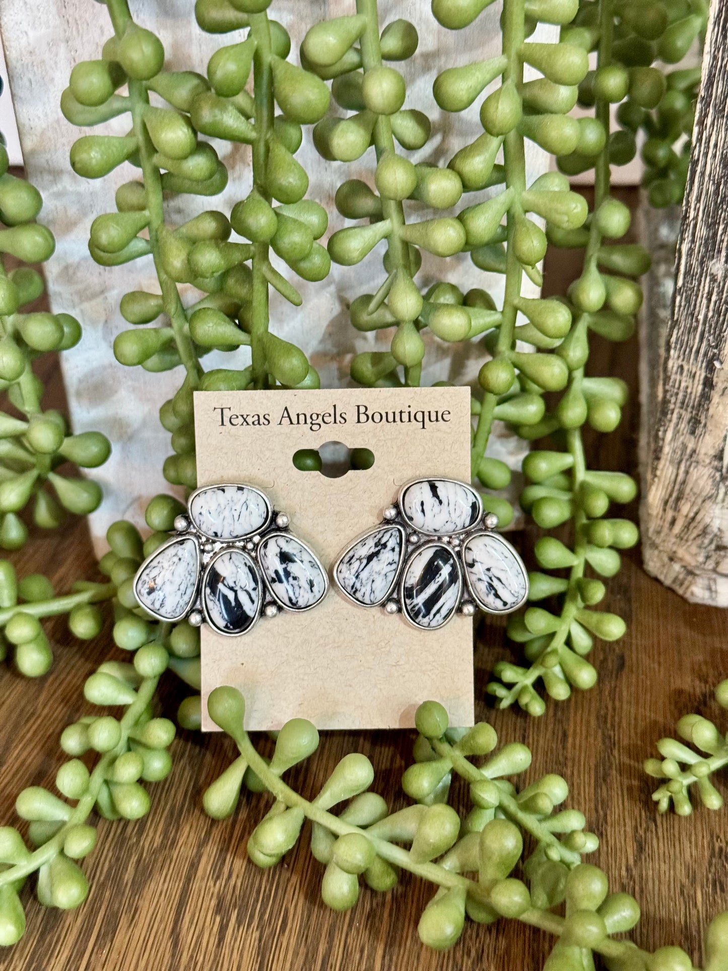 White Cluster Earrings