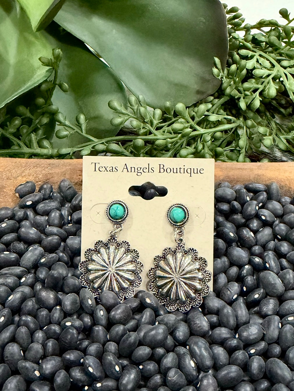 Silver Flower Concho Earrings