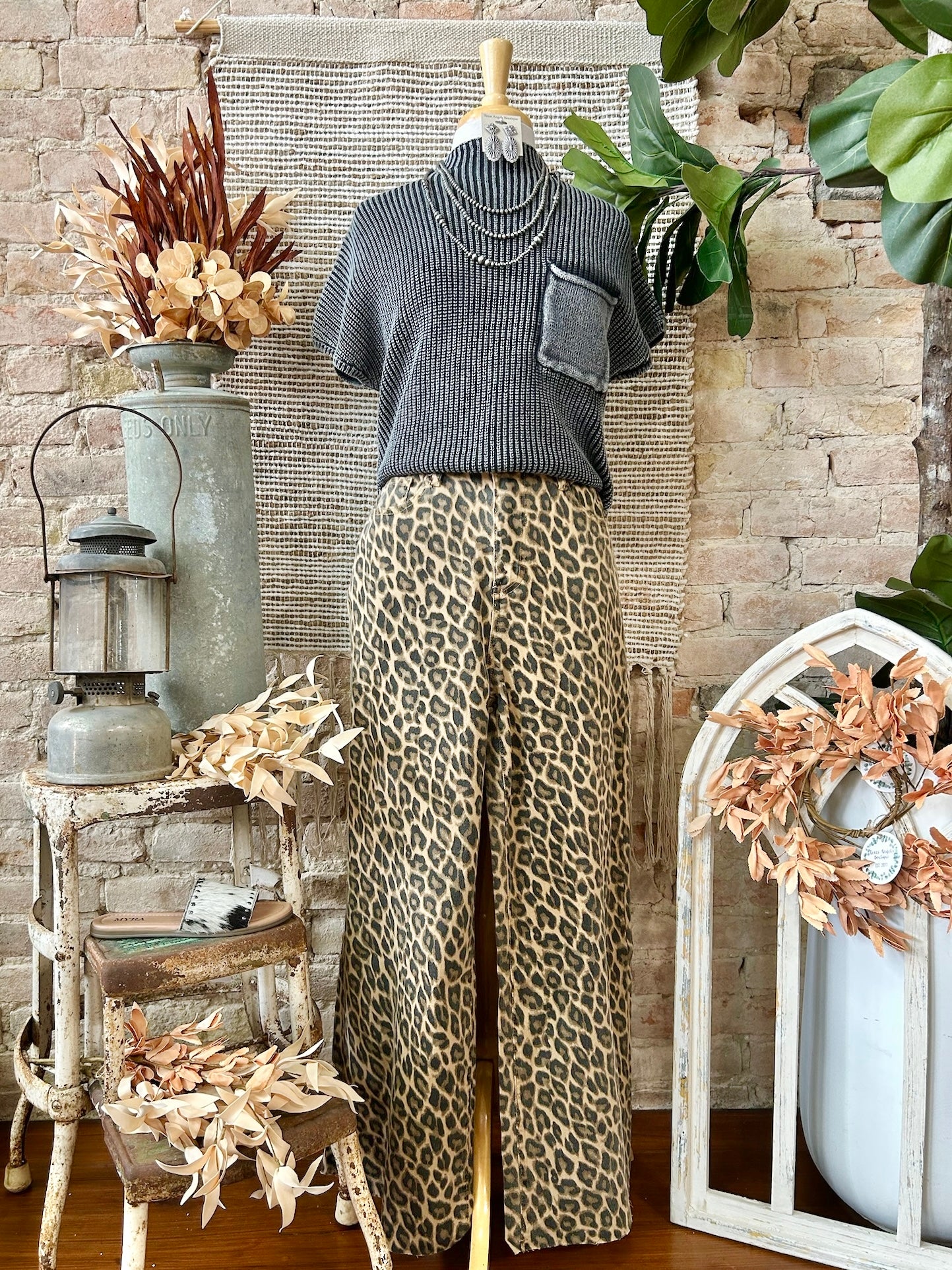 Leopard Print Wide Leg Pants