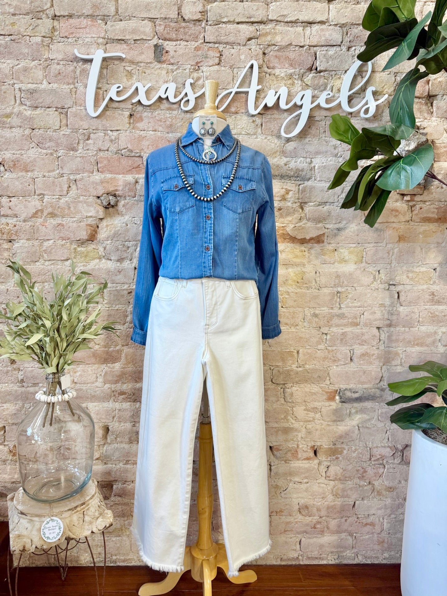 What Dreams Are Made Of Medium Wash Chambray Denim Top