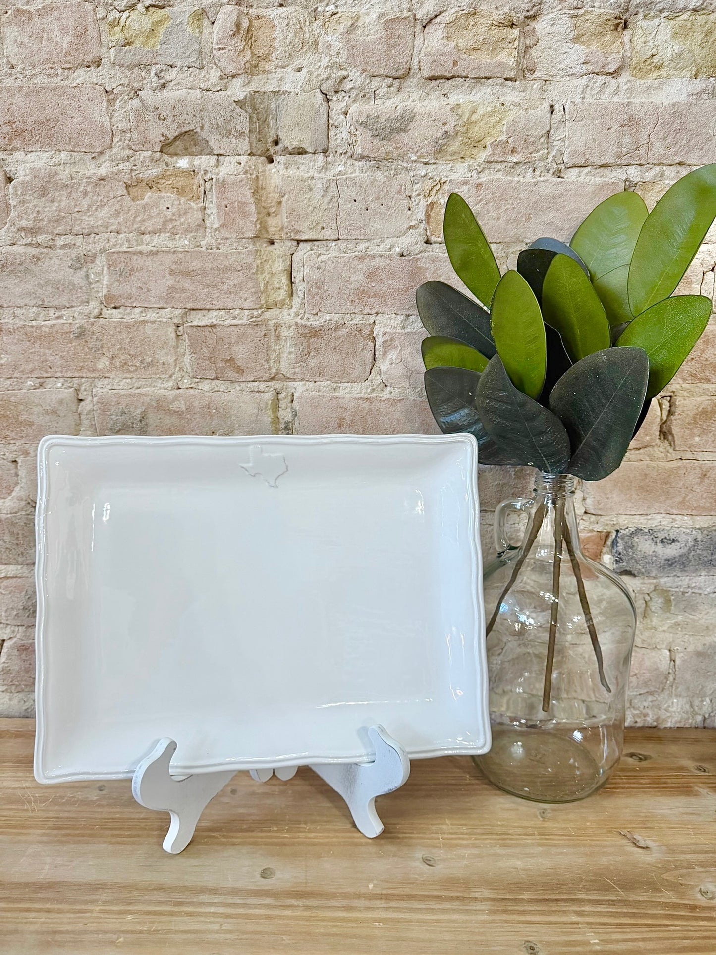 Large White Square Texas Platter