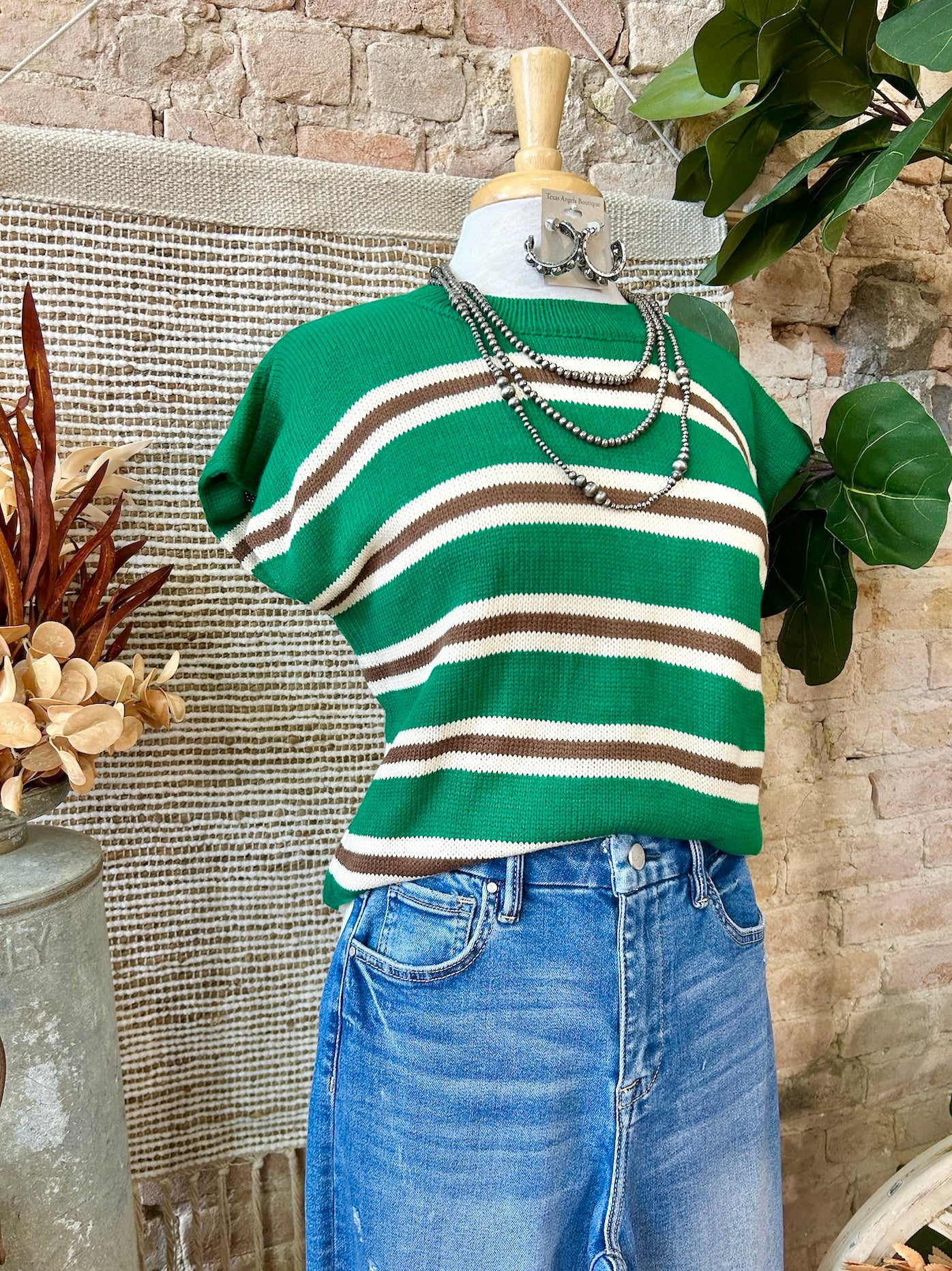 Keep It To Yourself Kelly Green Striped Sweater Top