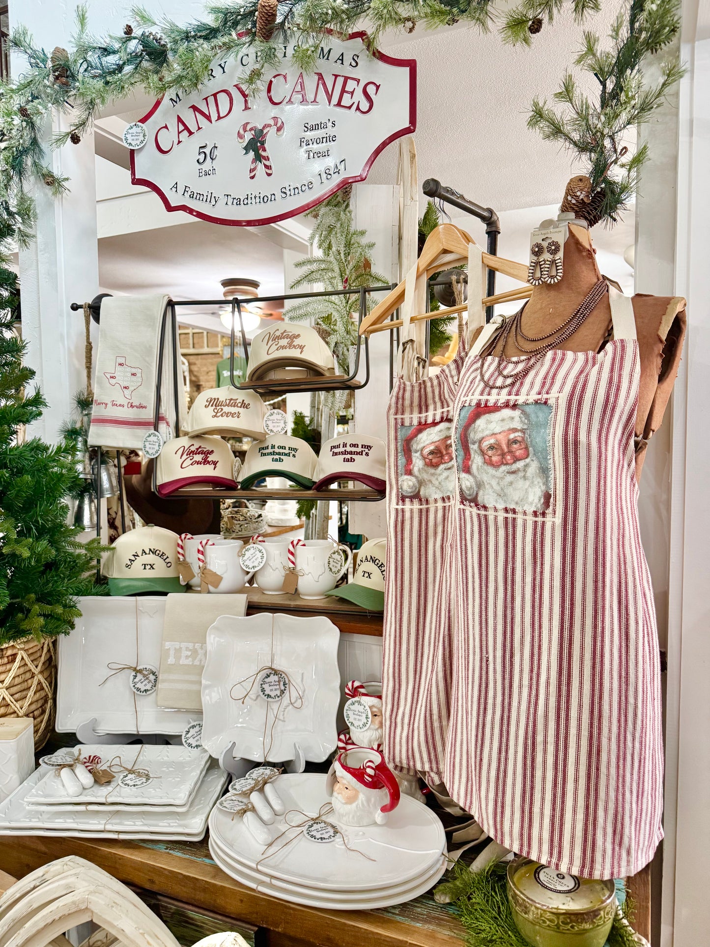 Vintage Santa Red Striped Apron