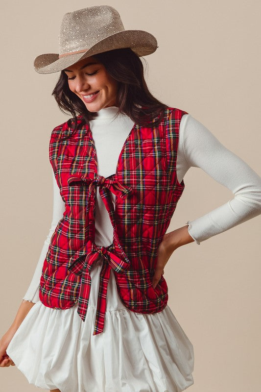 A Very Merry Christmas Red Plaid Quilted Vest