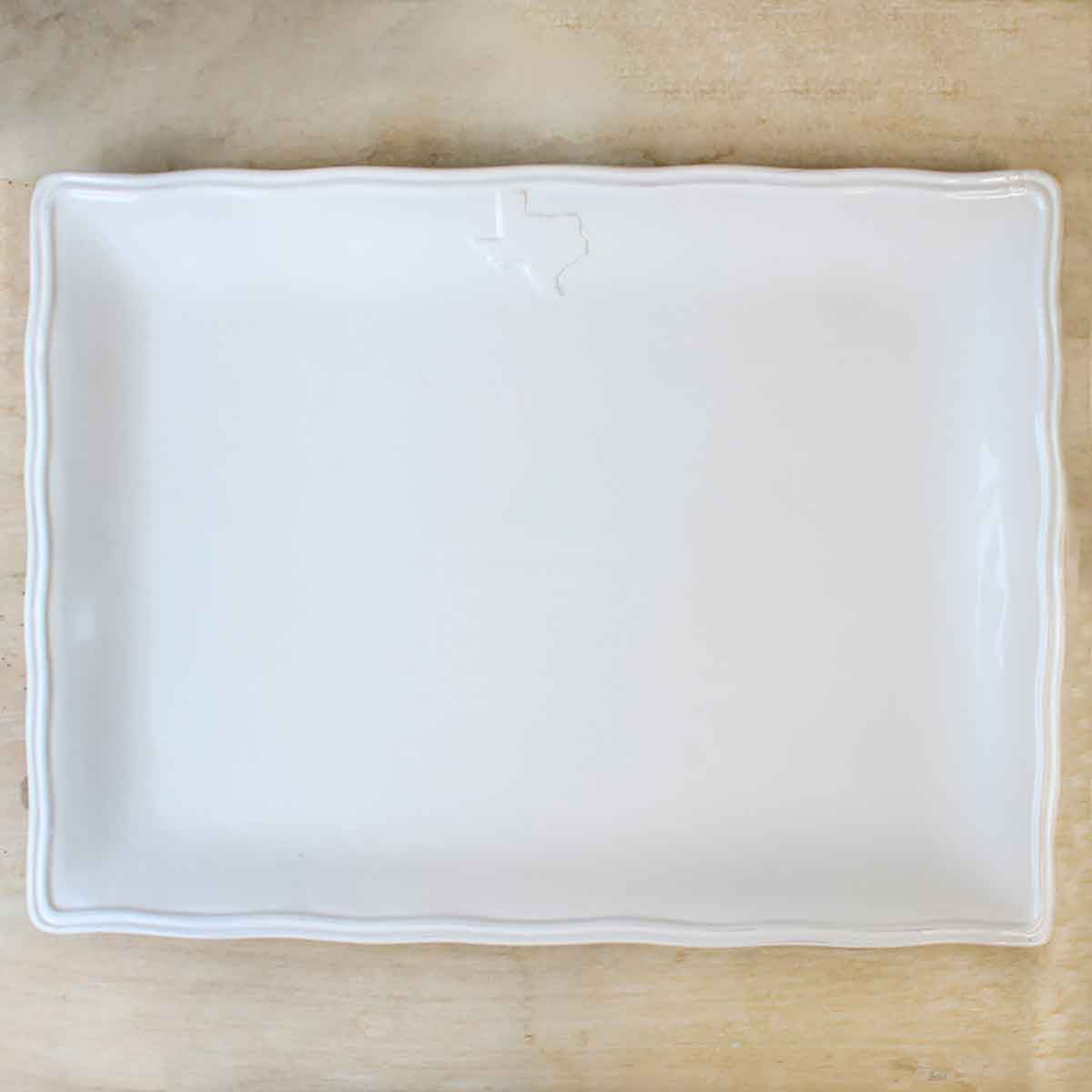 Large White Square Texas Platter