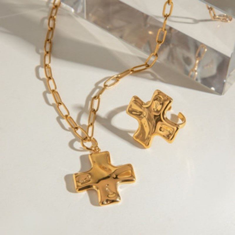 18K Stainless Steel Gold Cross Necklace
