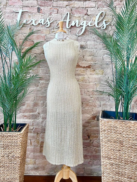 Minding My Own Taupe Knit Mid Maxi