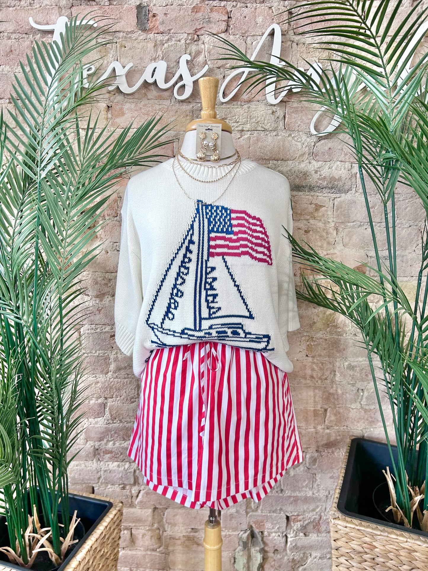 Sailing Into Freedom White Knit Top