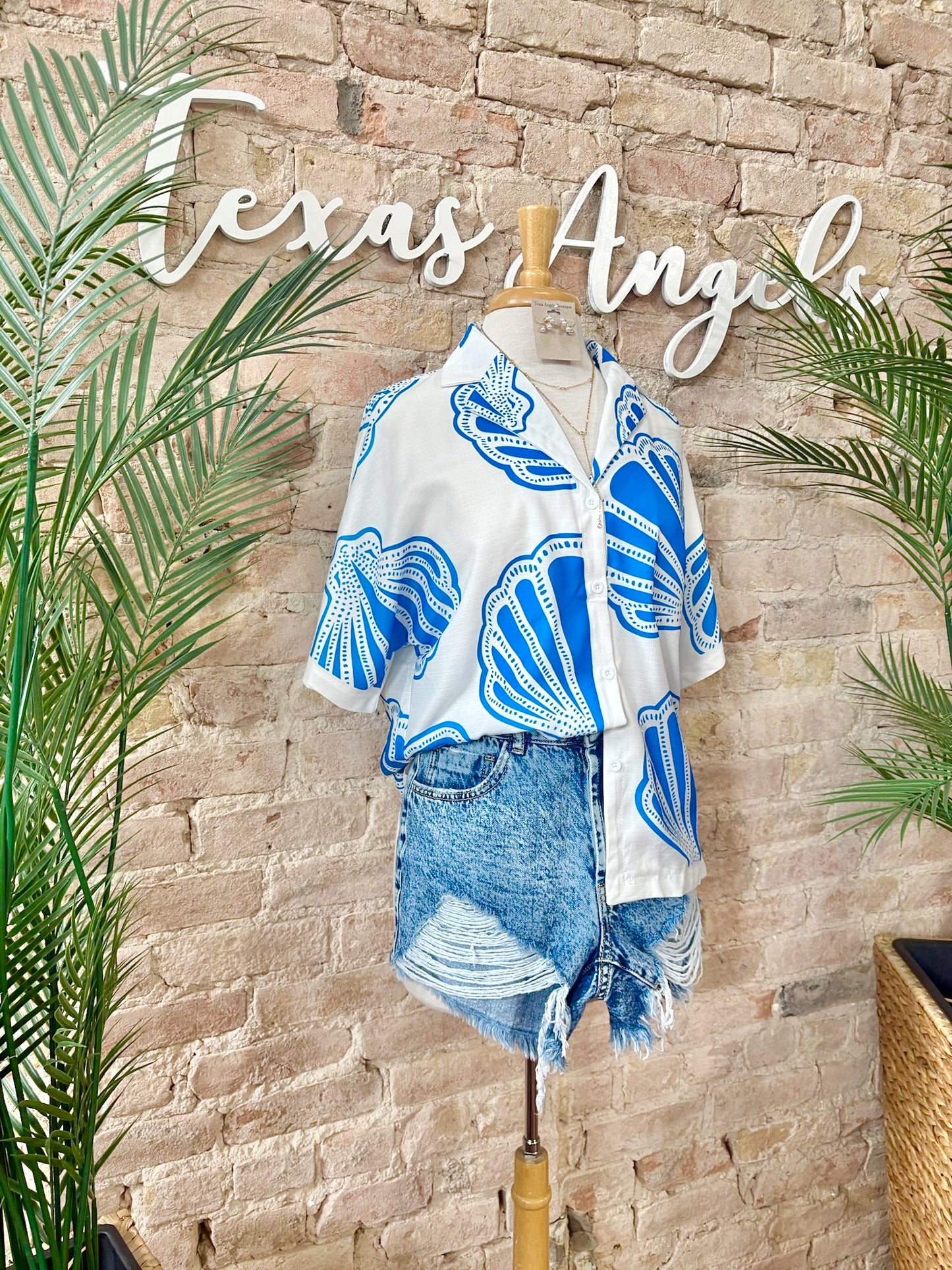 Somewhere Between The Sun & The Shore Seashell Blouse