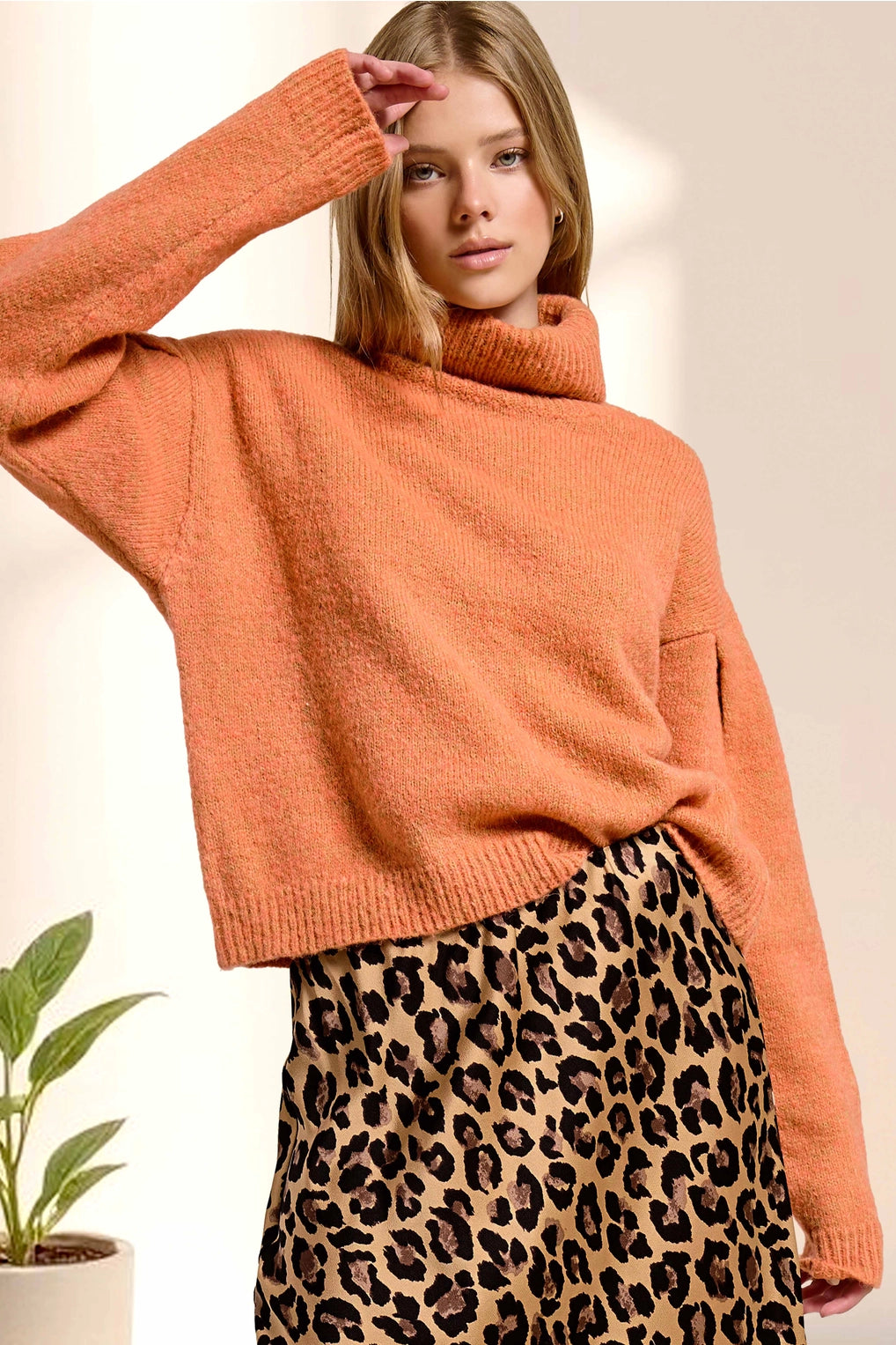 Thankful Orange Turtleneck Sweater