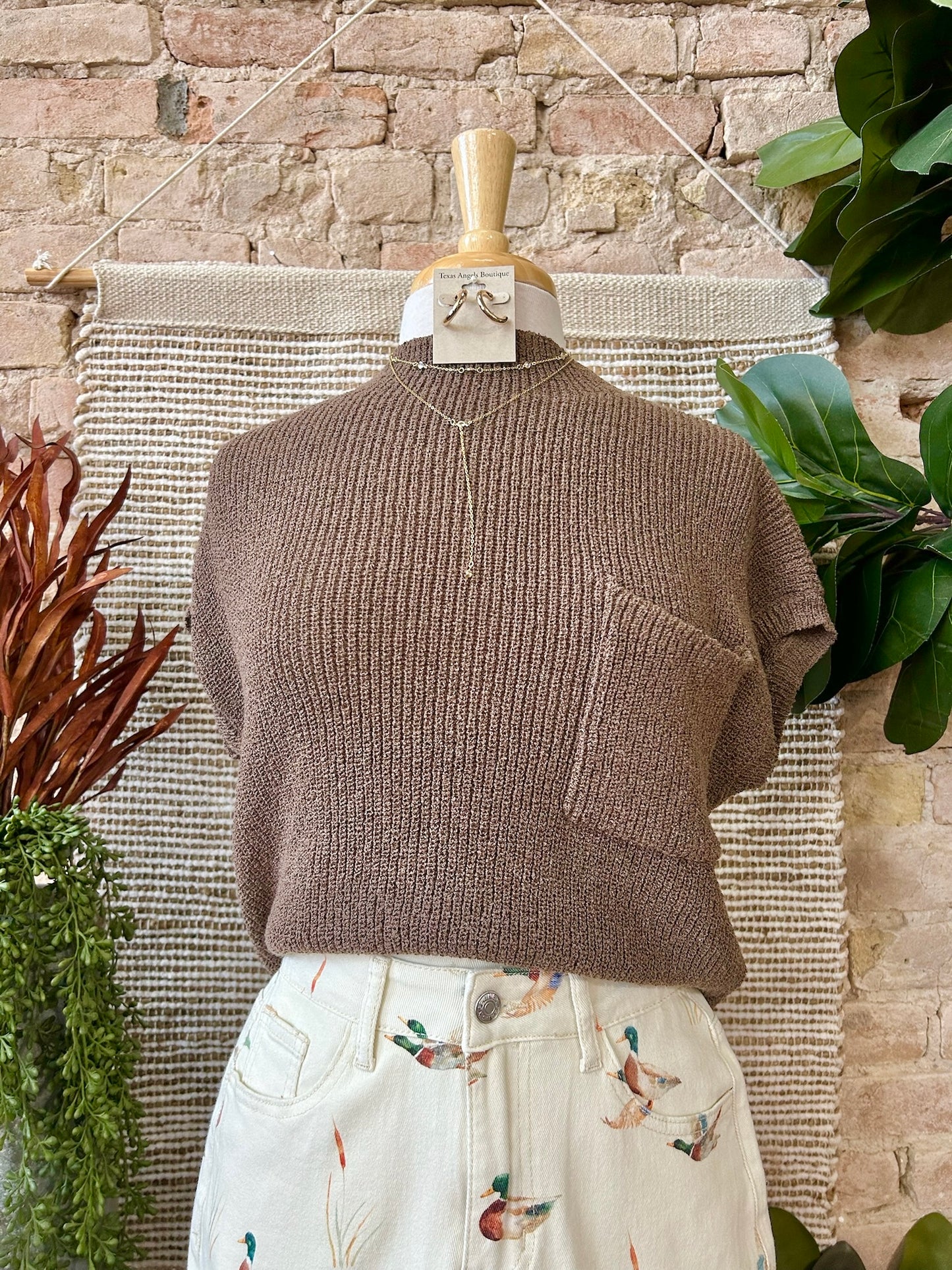 Nothing To See Here Brown Knit Sweater Top