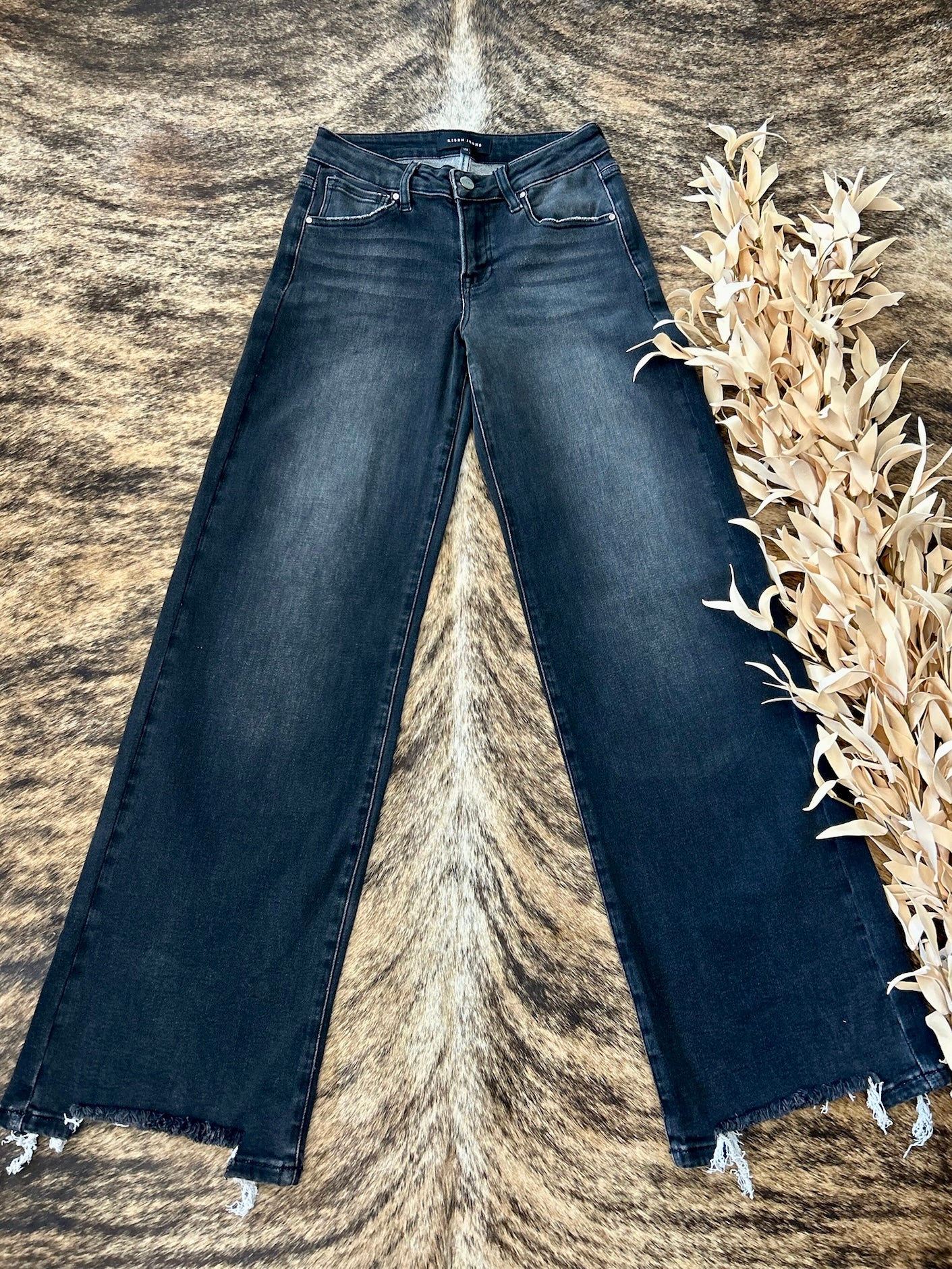 Lets Bet On It Black Wide Leg Risen Jeans