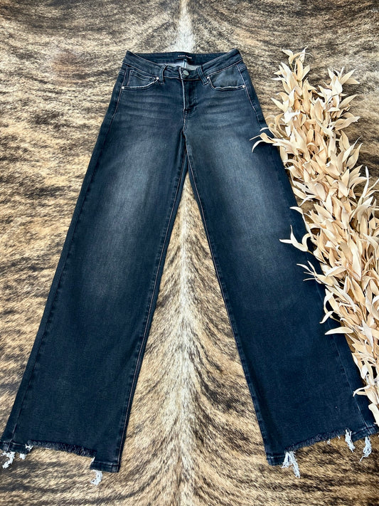 Lets Bet On It Black Wide Leg Risen Jeans