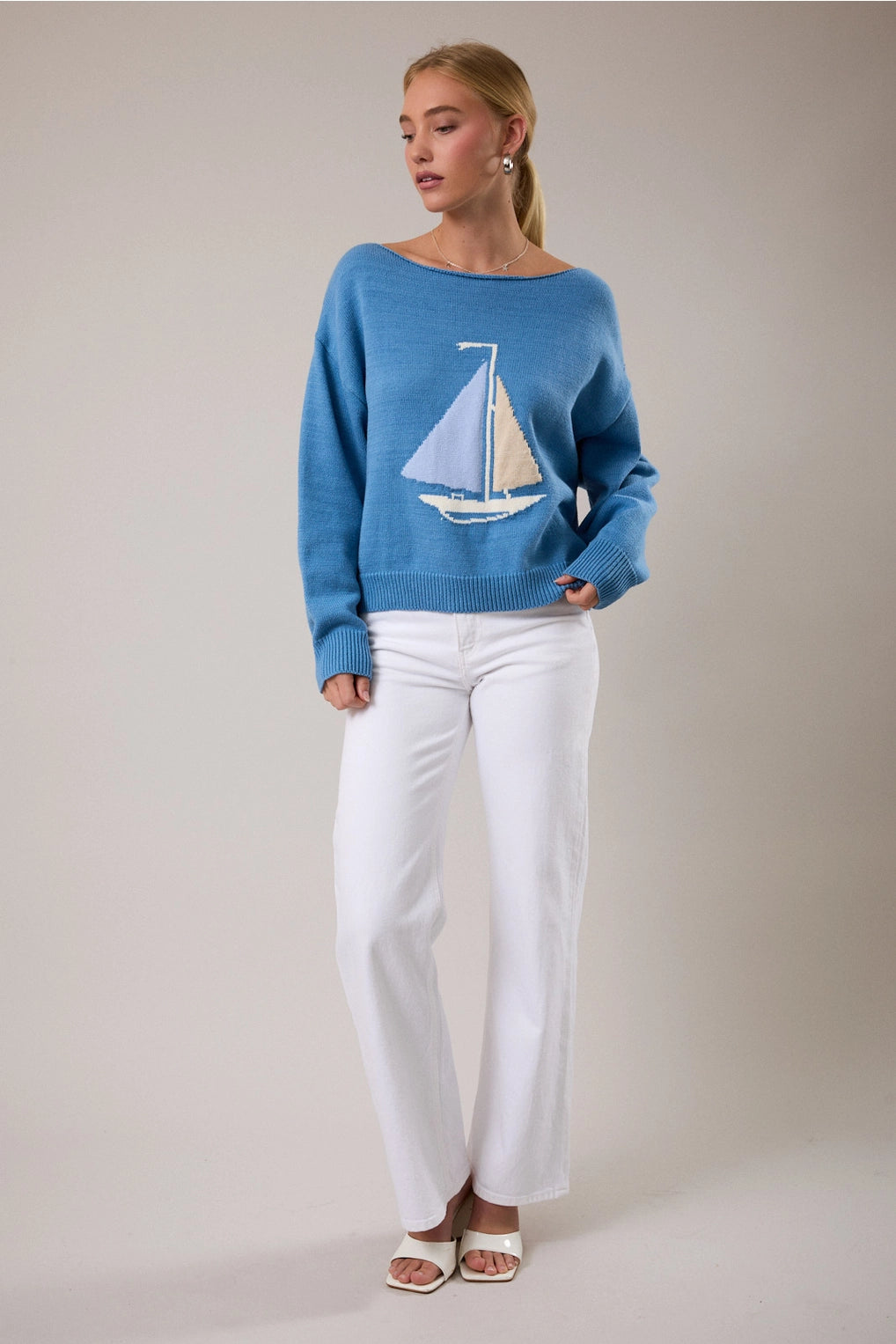 Smooth Sailing Blue Boat Sweater