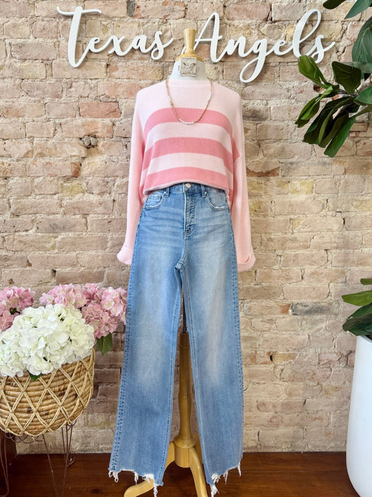 Pinky Promise You Pink Striped Sweater