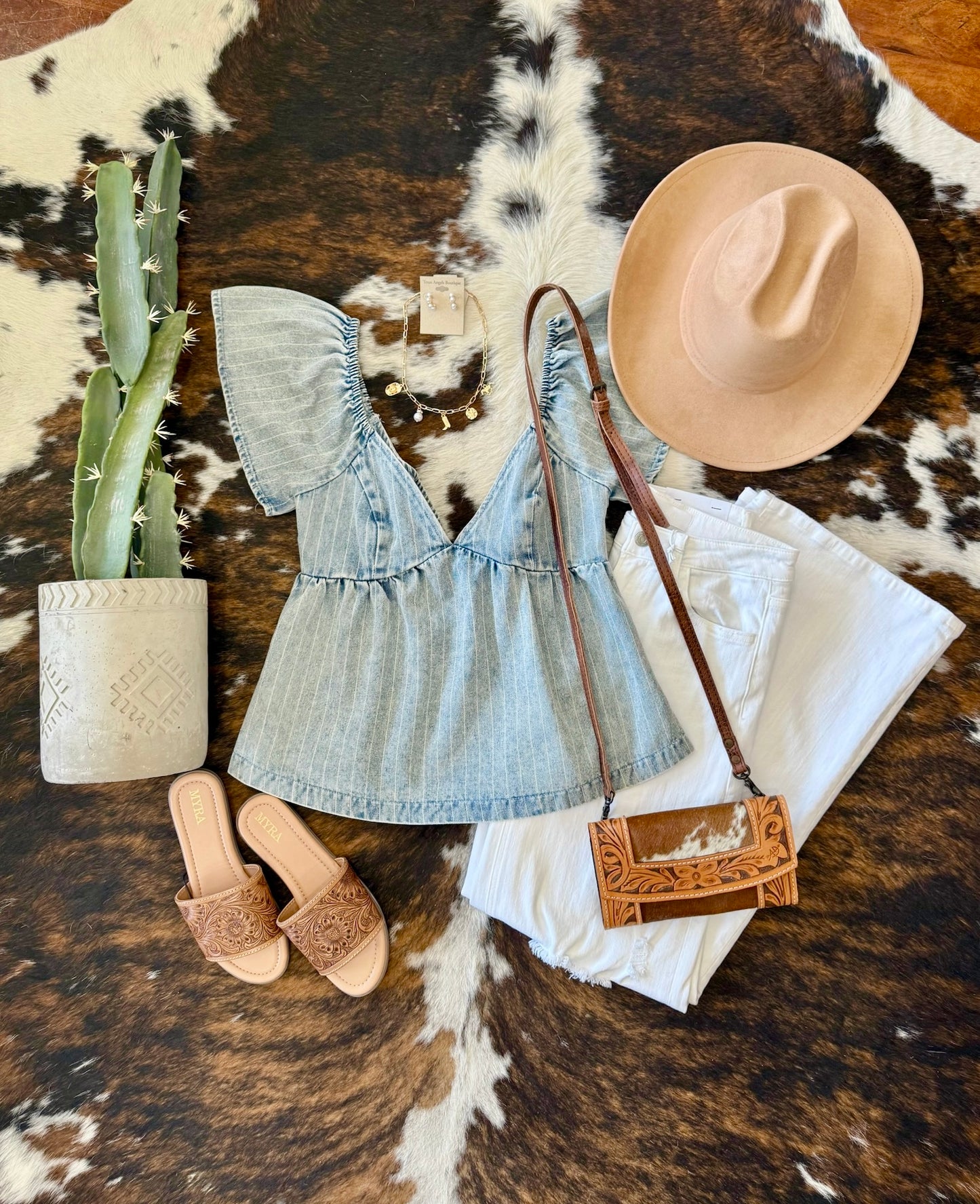 All I See Is You Striped Denim Blouse