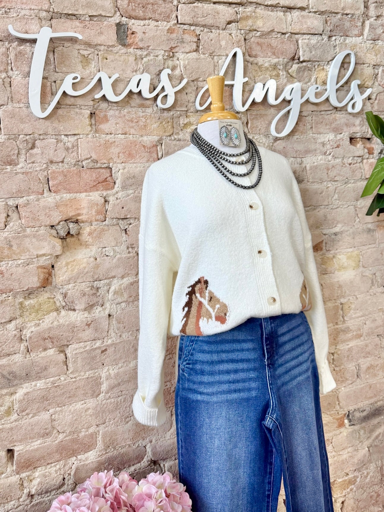 Girls Gotta Do What A Girls Gotta Do Ivory Horse Sweater