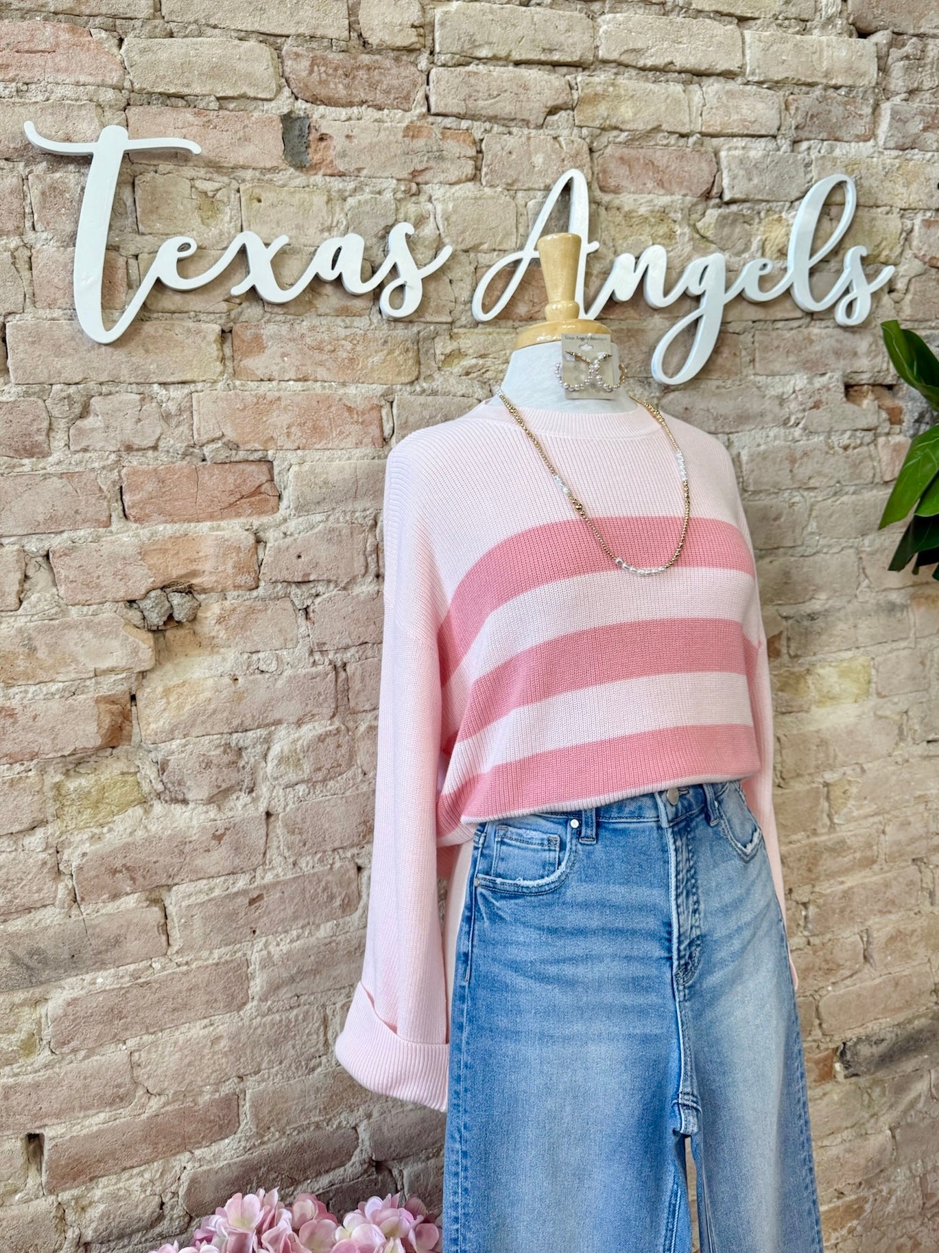 40% Off - Pinky Promise You Pink Striped Sweater