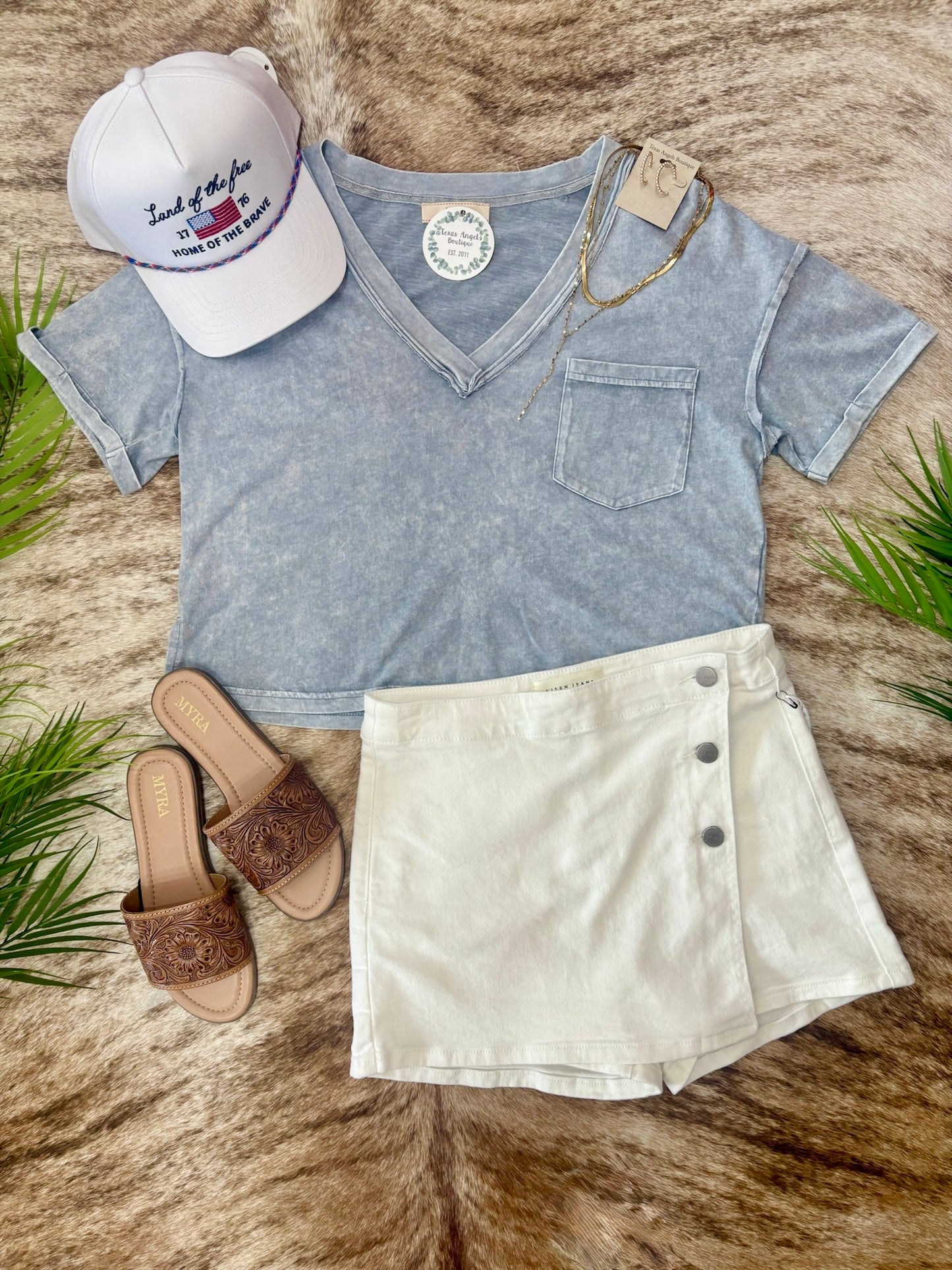 Just An Ordinary Girl Oversized Blue V-Neck Top