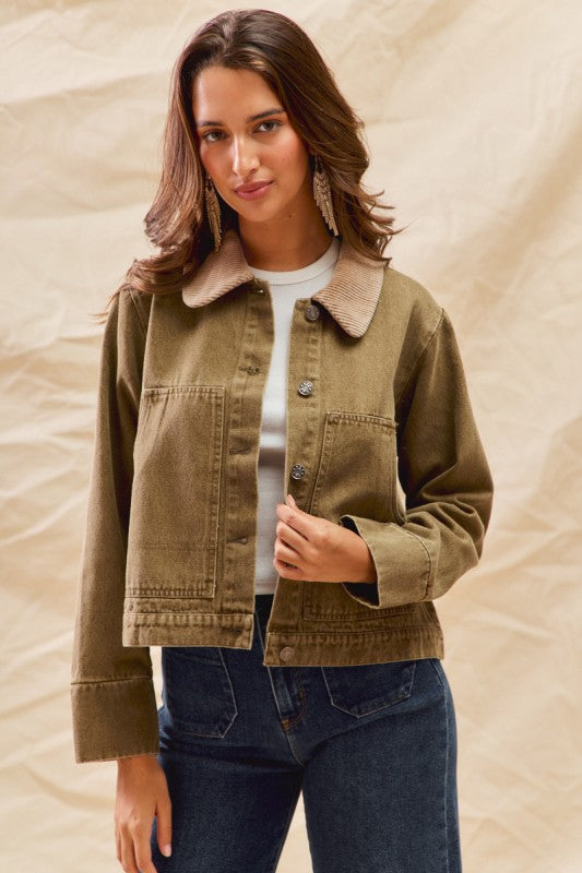 Joy To The World Olive Corduroy Jacket