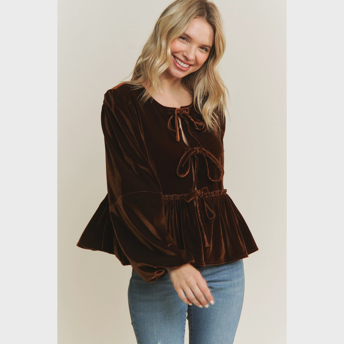 Meet Me At The Vineyards Rust Velvet Blouse