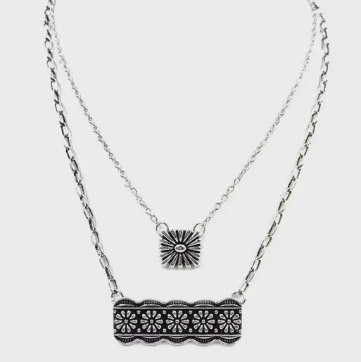 Silver Concho Layered Necklace