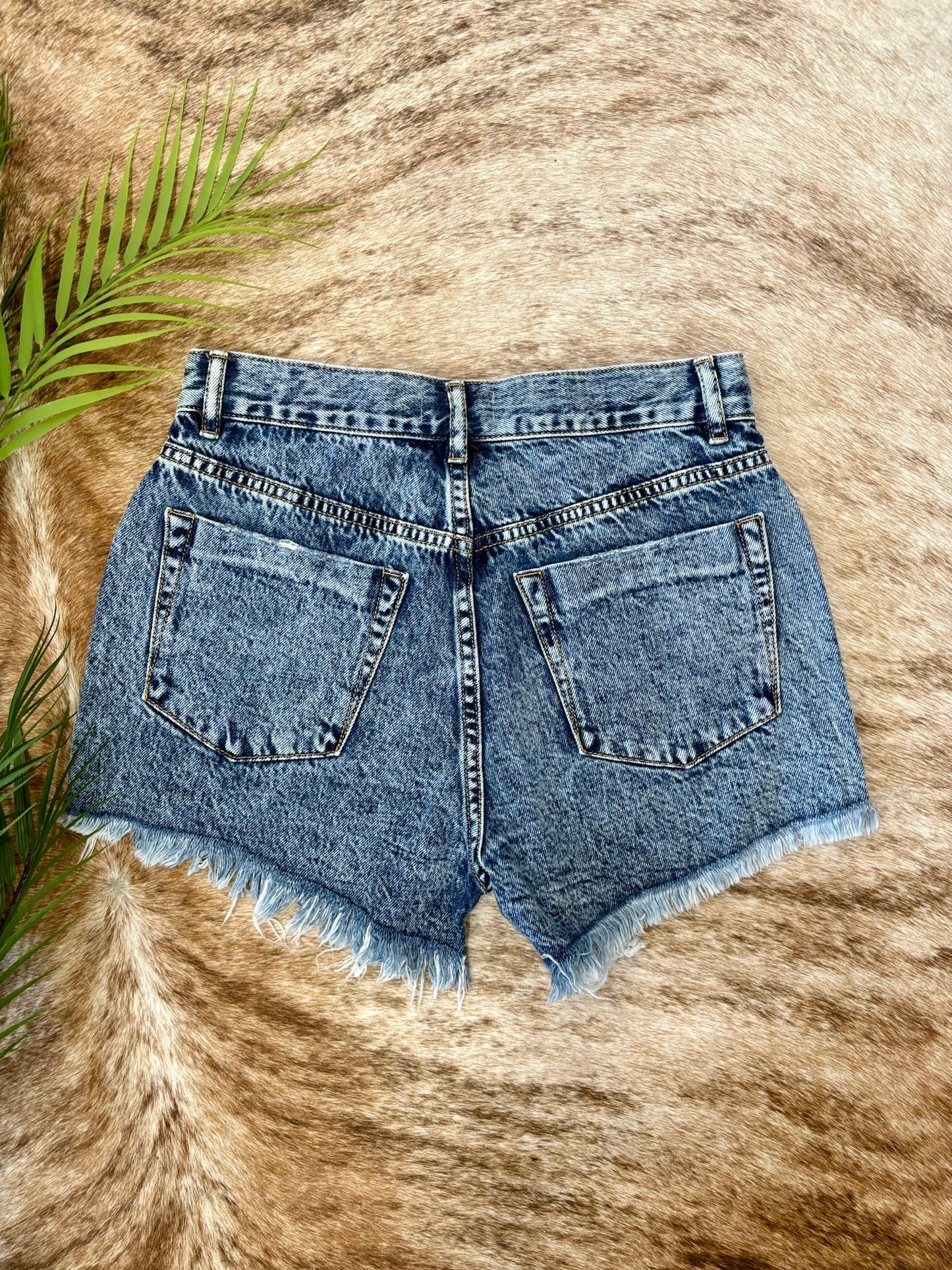 Miss Me Yet Medium Wash Distressed Denim Shorts