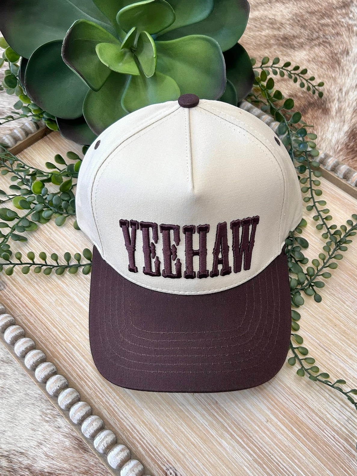 Brown Yeehaw Embroidered Trucker Hat