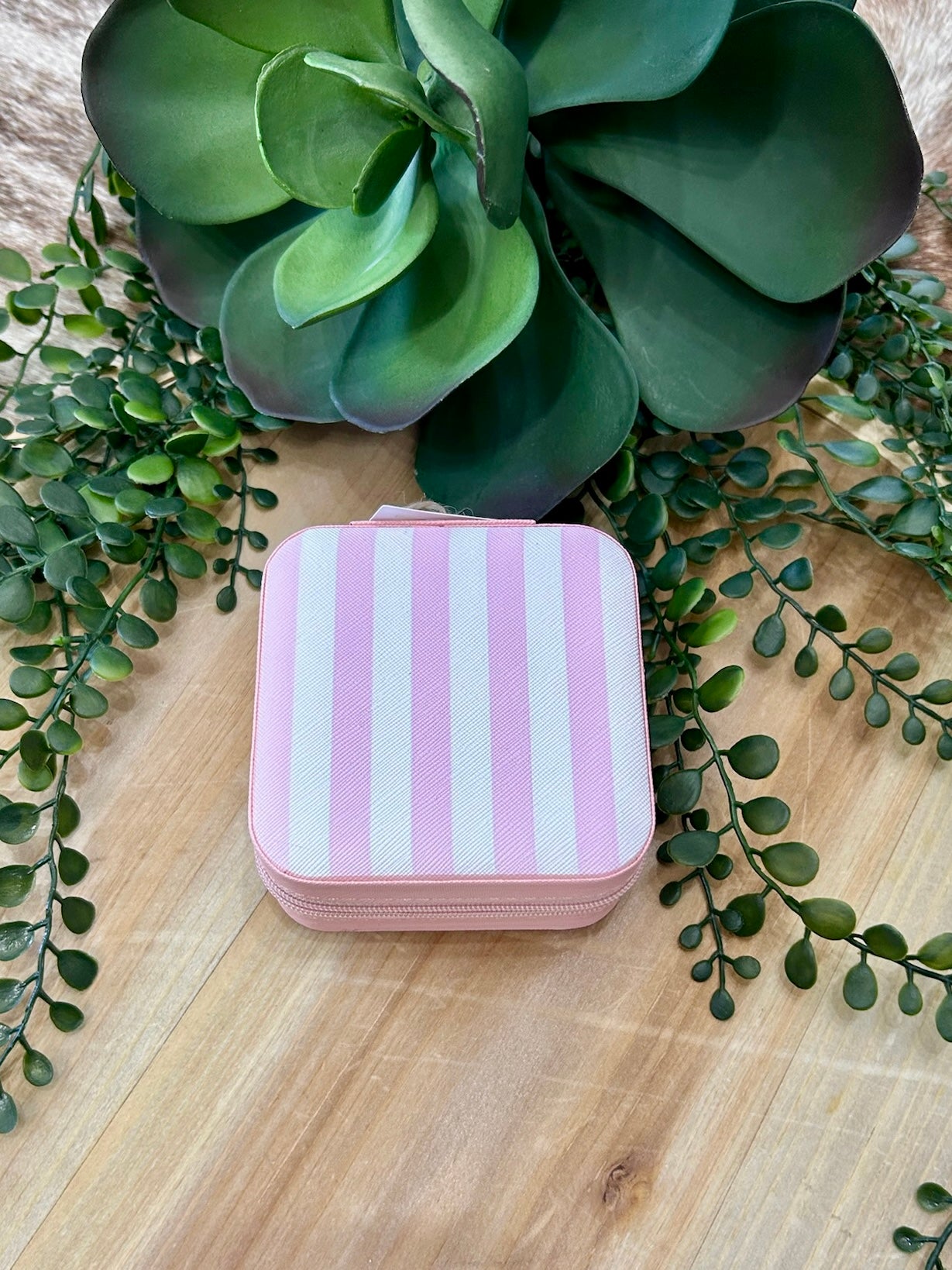 Pink Striped Jewelry Box